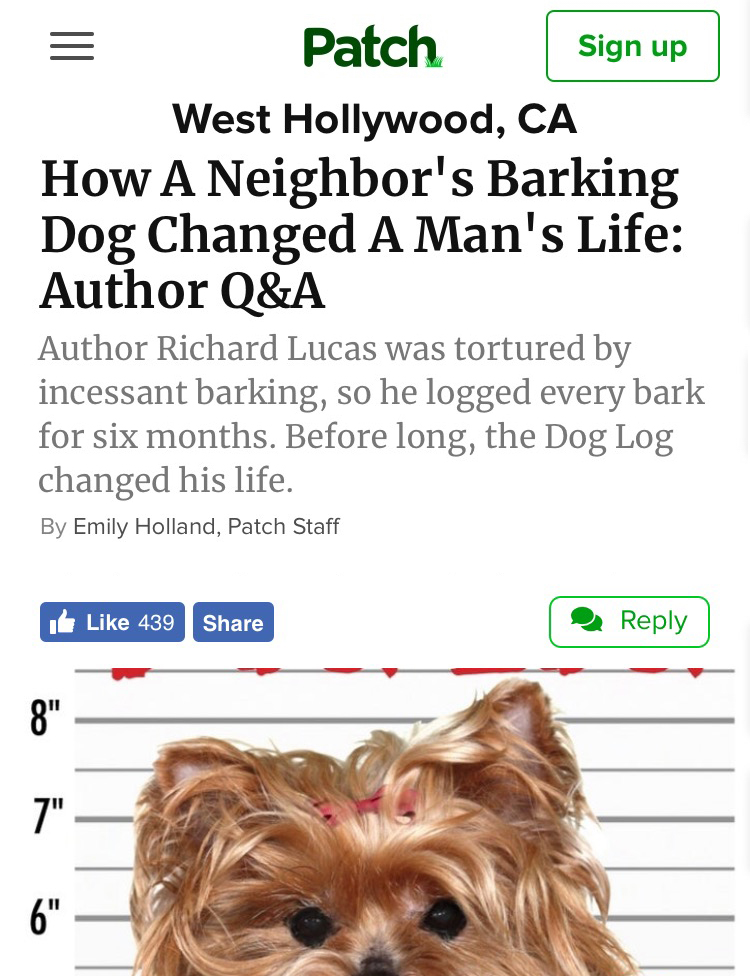 Richard Lucas, author of The Dog Log, interviewed at Patch.com